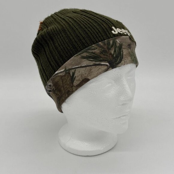 REALTREE Jeep 41 Reversible Hunting Hat Camo & Green Soft Beanie OSFM - Picture 1 of 12